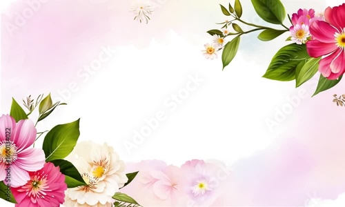 Beautiful and elegant floral background featuring soft blossoms and delicate leaves with ample space in the center for personalized text or messaging