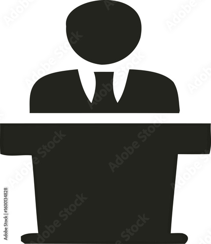 Public Speaker Icon – Silhouette of Person at Podium for Presentation and Leadership Concepts