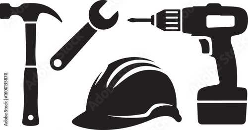 Hammer wrench drill hardhat tool set tools