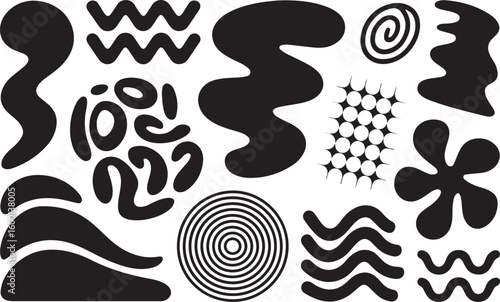 Abstract organic shapes and wavy lines vector