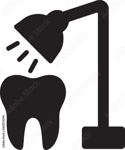 Silhouette vector of a teeth whitening lamp, used for dental bleaching and cosmetic oral treatment procedures.