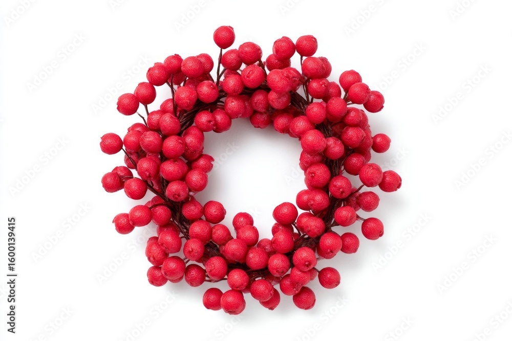 Obraz premium Red berry wreath radiates holiday warmth, symbolizing winter solstice enchantment and cranberry bliss in December's festive embrace