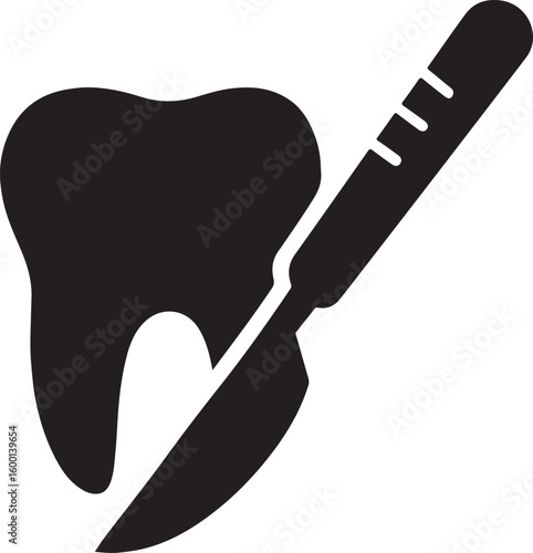 Silhouette vector of an oral surgery symbol, representing dental surgery, treatment, and oral healthcare procedures.