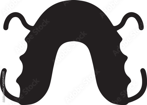 Silhouette vector of a dental retainer or aligner, used for teeth straightening and orthodontic treatment.