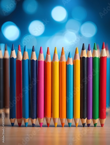 Colorful pencils art supplies drawing tools creative design back to school concept art