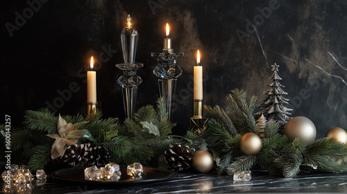 candles and christmas tree
