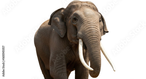 Close-up of an elephant against a black background.