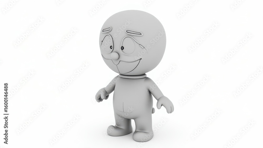 Fototapeta premium Gray cartoon character in a full shot.
