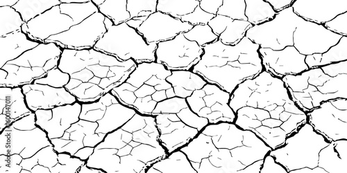 Dry cracked earth texture showing drought and arid climate. Detailed close-up of parched soil pattern. Ideal for backgrounds, environmental themes, or natural surface design.

