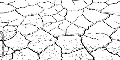 Dry cracked earth texture showing drought and arid climate. Detailed close-up of parched soil pattern. Ideal for backgrounds, environmental themes, or natural surface design.

