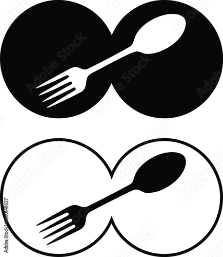Vector Cutlery Icon: Spoon & Fork Design for Restaurant & Food Service.