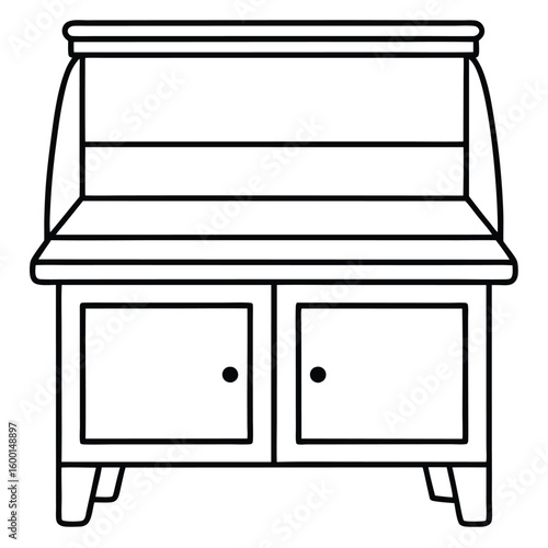 Vintage vanity table with drawers isolated on transparent background