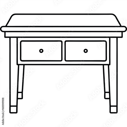 Vintage vanity table with drawers isolated on transparent background