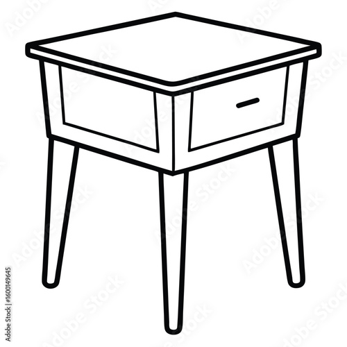 Illustration of a bedside table isolated on transparent background