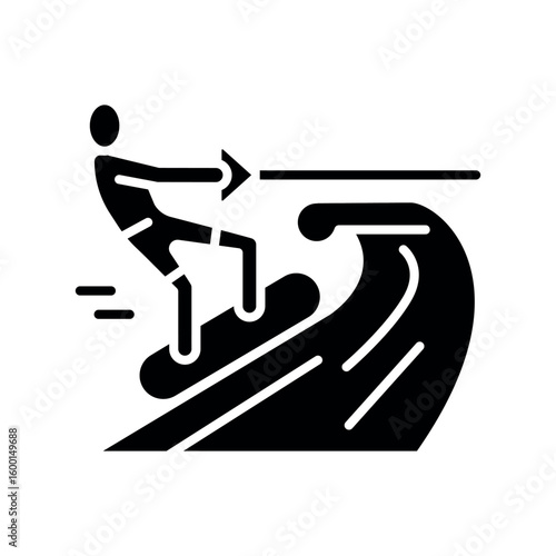wakeboarding black flat icon for digital and print projects.