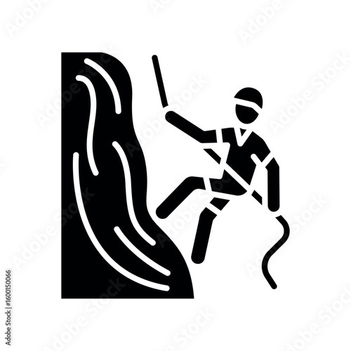canyoneering black flat icon for digital and print projects.