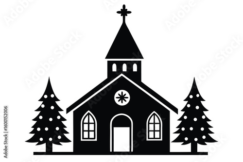 christmas church vector icon