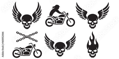 A collection of witchcraft themed icons including a pentagram, candles, cats, and celestial bodies