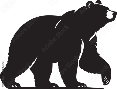 Walking Bear Silhouette with Textured Fur – Vector Illustration