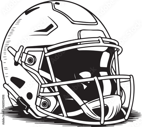 American Football Helmet Line Art