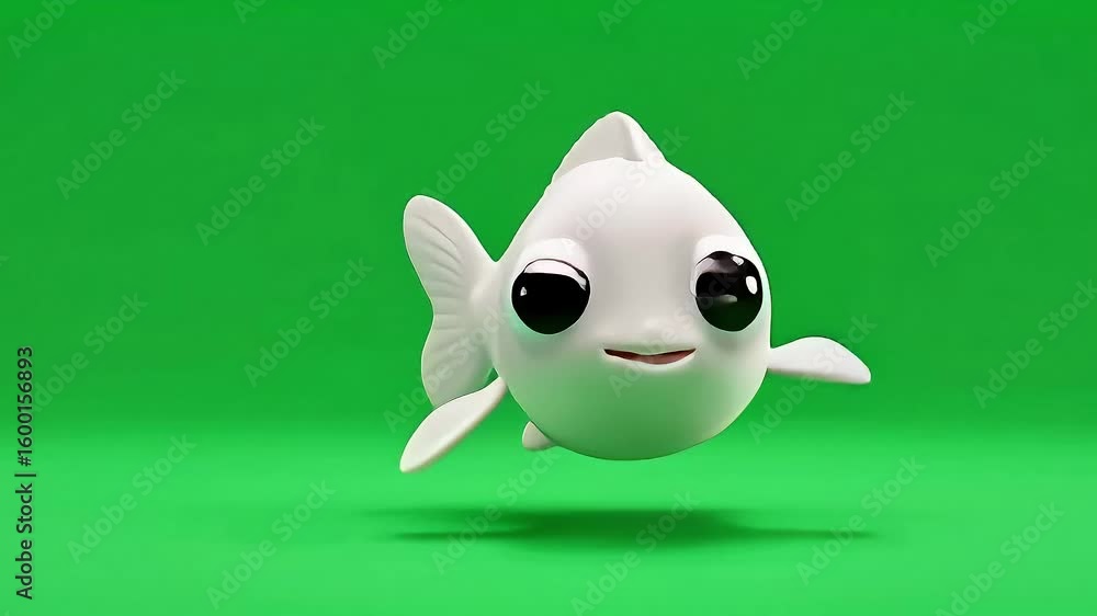 Seamless Looping Animation of a Cute 3D Fish Character Swimming on a ...