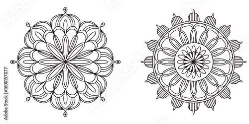Symmetrical Floral Mandalas Intricate Designs with Geometric Patterns Serene Visuals for Relaxation and Creative Expression Meditative Art Therapy