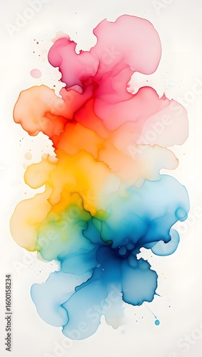 Watercolor painting abstract art colorful ink wash technique fluid art background design