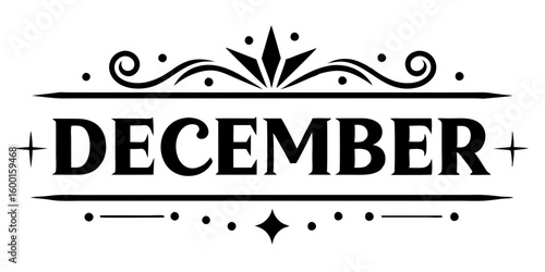 Ornate December Text lettering ornamental