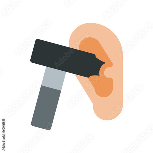 check ear otoscope simple flat icon illustration