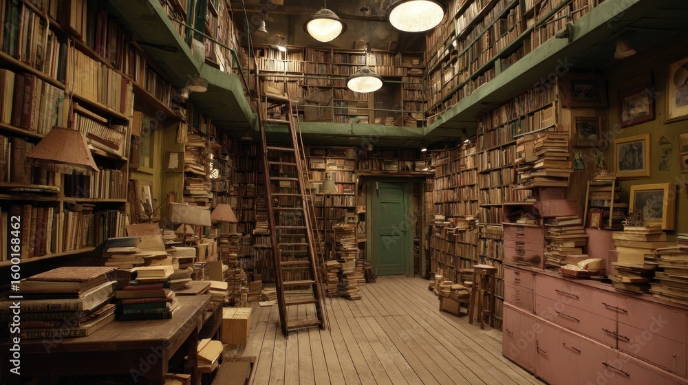 Obraz premium A vast, cluttered library