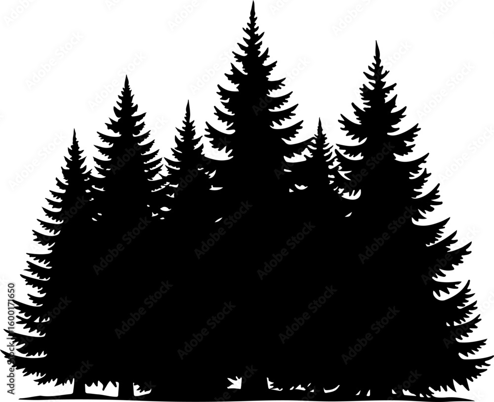 Obraz premium tree silhouettes, black tree vector