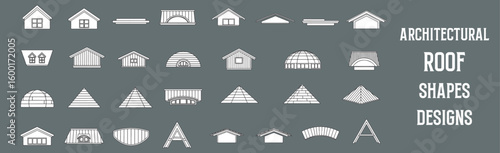 Minimalist Architectural Roof Shape Vector Collection with Diverse Outline Designs for CAD and Construction Reference

