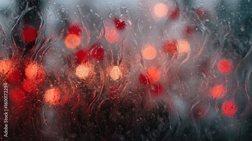 Rainy night city lights through a window (1)