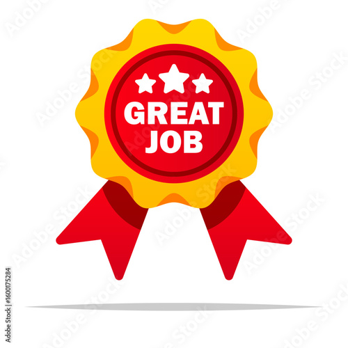 Great job ribbon award vector isolated illustration