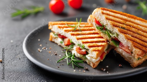 Flavorful grilled panini sandwich with a golden crust served on a plate for a delectable dining experience