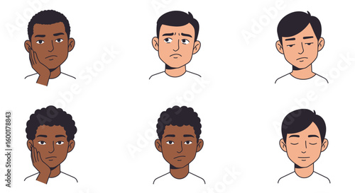 Young Men with Different Emotions and Feelings