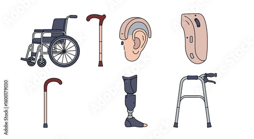 Elderly Care and Special Needs Outline Filled Icons