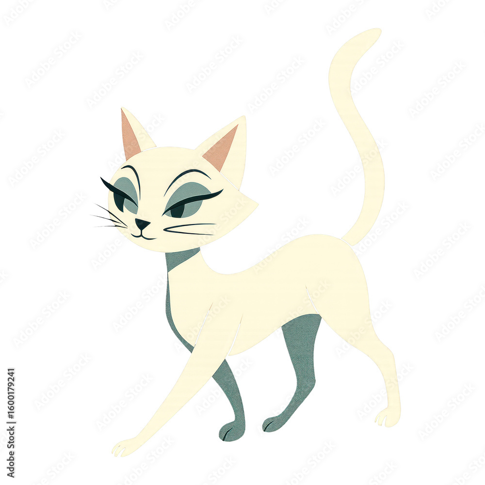 Naklejka premium PNG Stylized elegant cat illustration.
