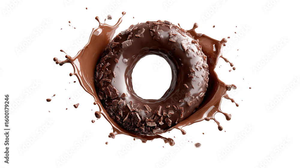 Fototapeta premium Chocolate milk pour and splash