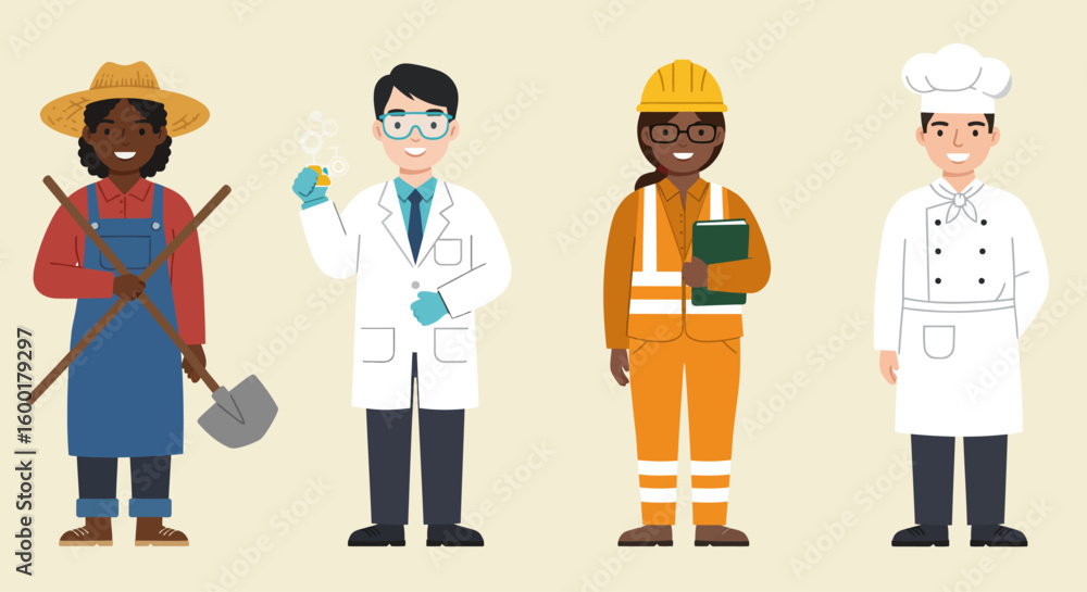 Modern Flat Cartoon Avatars of Diverse Professions Modern Flat Cartoon Avatars of Diverse Professions