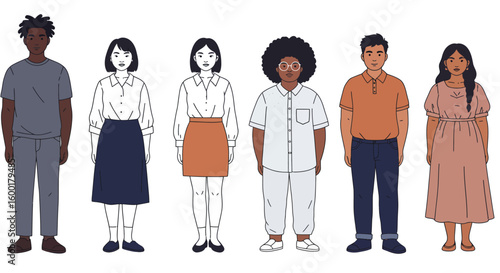 Diverse Group of Young Adults Illustration Set