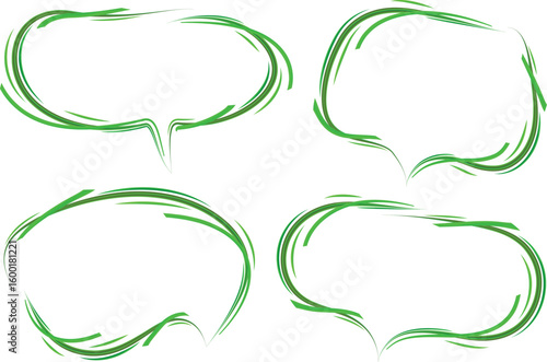 green color art stroke outlined abstract speech bubbles