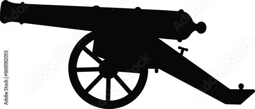 Vintage Cannon Silhouette Military Artillery Weapon