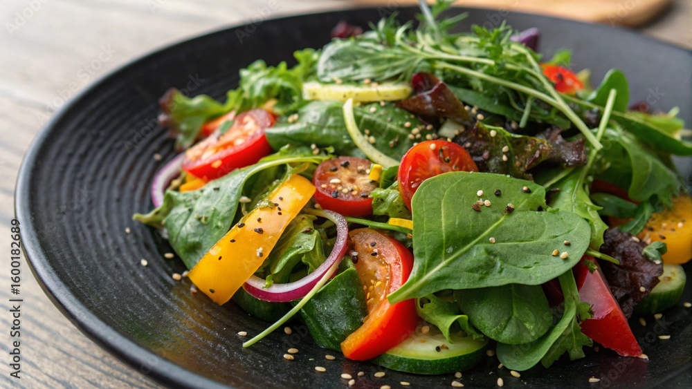 Vibrant and Fresh Green Salad on a Black Plate
Healthy Mixed Greens Salad with Colorful Vegetables
Delicious Garden Salad for a Nutritious Meal Vibrant and Fresh Green Salad on a Black Plate
Healthy Mixed Greens Salad with Colorful Vegetables
Delicious Garden Salad for a Nutritious Meal