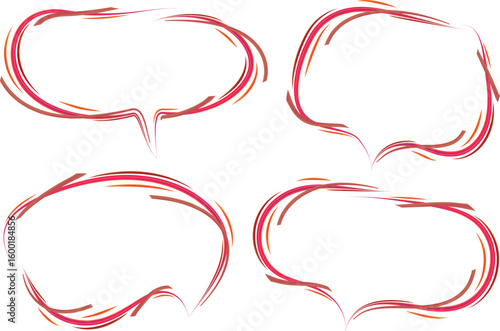 red color art stroke outlined abstract speech bubbles