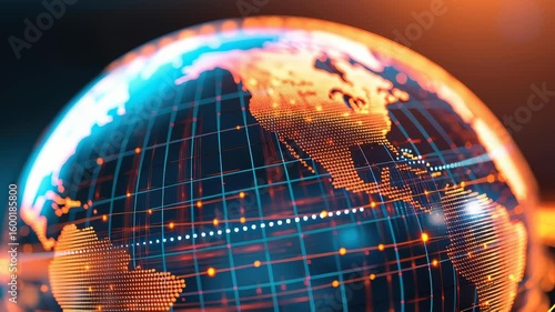 Digital globe with supply chain routes, global logistics system