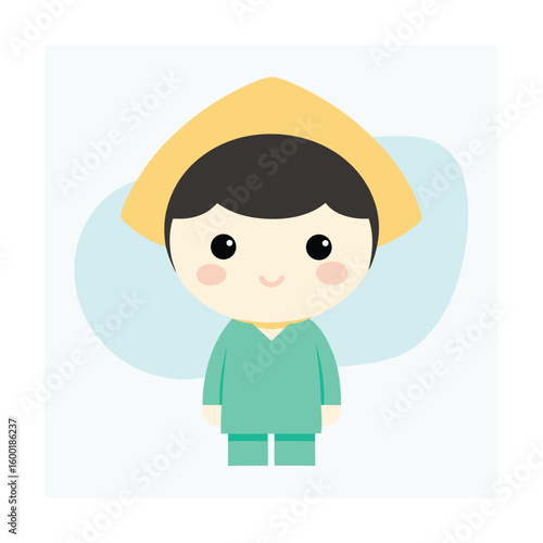 Cute Anime Style Child Wearing Traditional Clothing