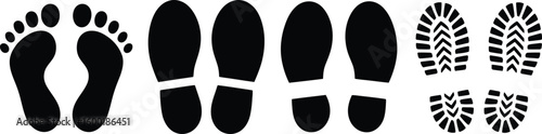 Set different human footprints. Baby footprint - stock vector.
