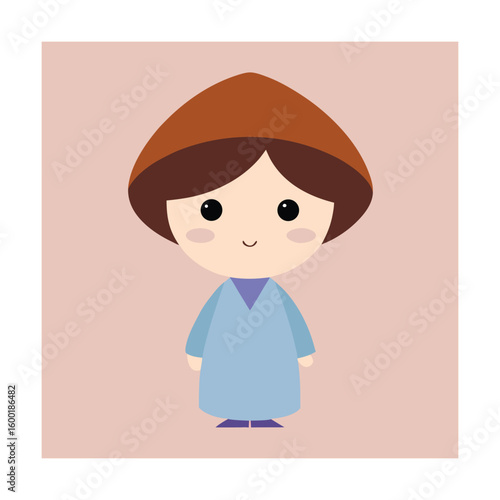 Cute Anime Style Child Wearing Traditional Clothing