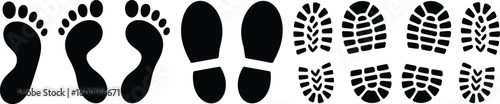 Set different human footprints. Baby footprint - stock vector.
